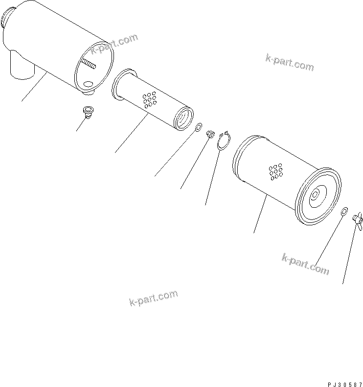Komatsu parts book diagram for S4D102E-1F S/N 26200163-UP: AIR CLEANER (FORWARDED INDIVIDUALLY PARTS)(#26200415-26256463)