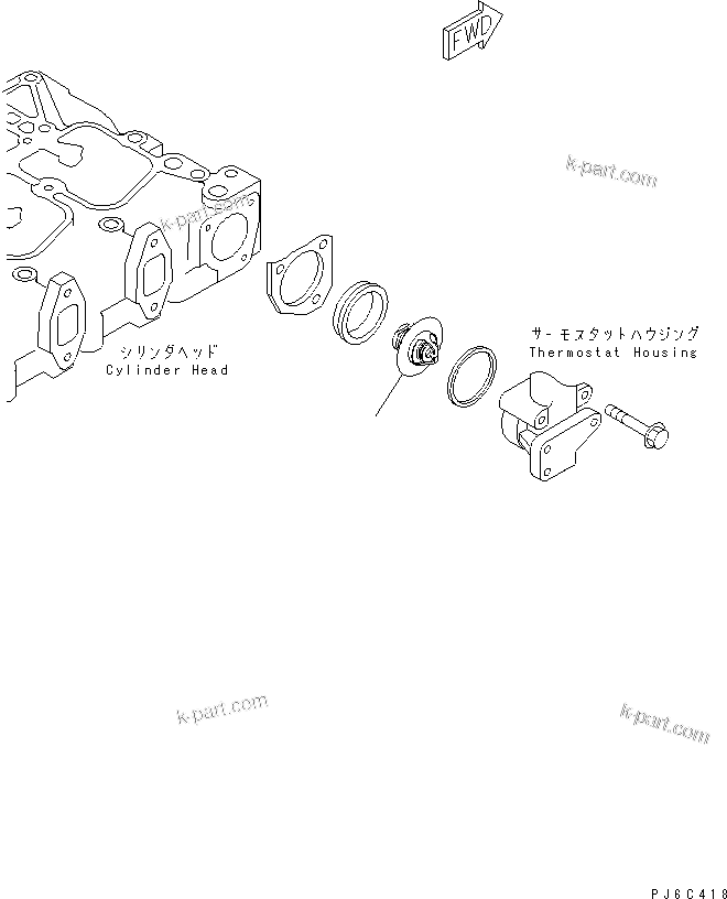 Komatsu parts book diagram for S4D102E-1F S/N 26200163-UP: THERMOSTAT(#26295763-)