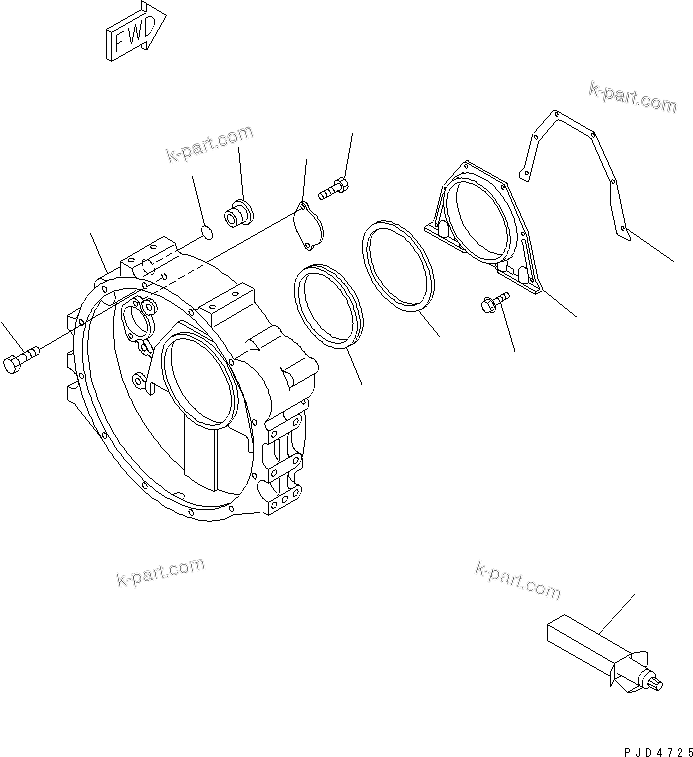 Komatsu parts book diagram for S4D102E-1F S/N 26200163-UP: FLYWHEEL HOUSING(#26240504-26244409)