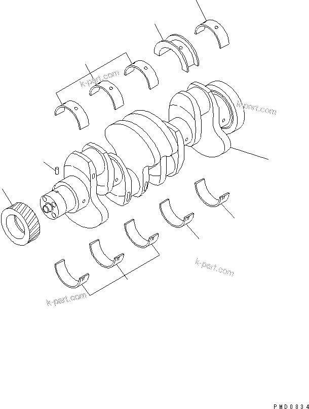 Komatsu parts book diagram for S4D102E-1F S/N 26200163-UP: CRANKSHAFT