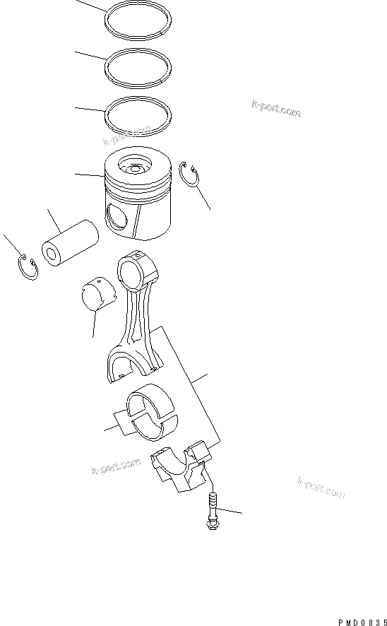 Komatsu parts book diagram for S4D102E-1F S/N 26200163-UP: PISTON