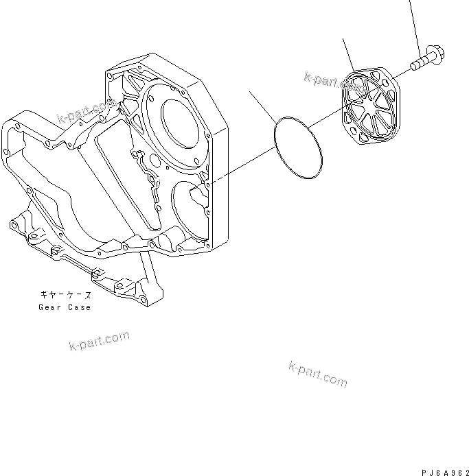 Komatsu parts book diagram for S4D102E-1F S/N 26200163-UP: FRONT GEAR TRAIN COVER(#26264933-)