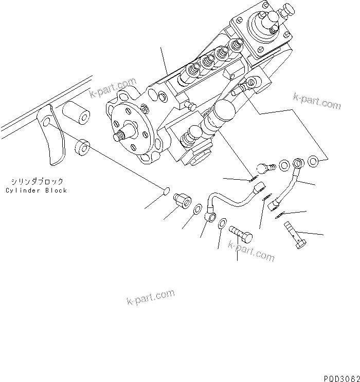 Komatsu parts book diagram for S4D102E-1F S/N 26200163-UP: FUEL INJECTION PUMP AND OIL PIPING (FOR REGULATION OF EPA)(#26200415-26229924)