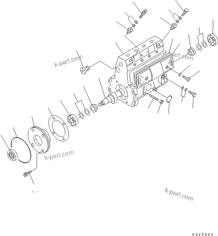 Komatsu parts book diagram for S4D102E-1F S/N 26200163-UP: FUEL INJECTION PUMP (PUMP) (1/2) (FOR REGULATION OF EPA) (INNER PARTS)(#26200415-26229924)
