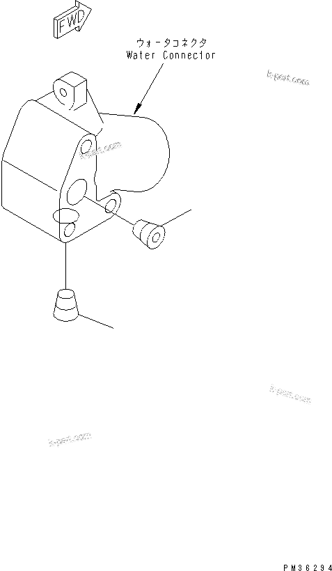 Komatsu parts book diagram for S4D102E-1F S/N 26200163-UP: WATER CONNECTOR PLUG