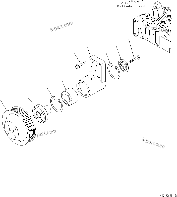 Komatsu parts book diagram for S4D102E-1F S/N 26200163-UP: FAN DRIVE PULLEY (COOLER SPEC.)(#26200415-)