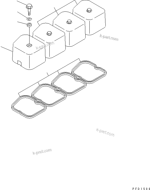 Komatsu parts book diagram for S4D102E-1E-T S/N 26200163-UP: HEAD COVER(#26203667-)