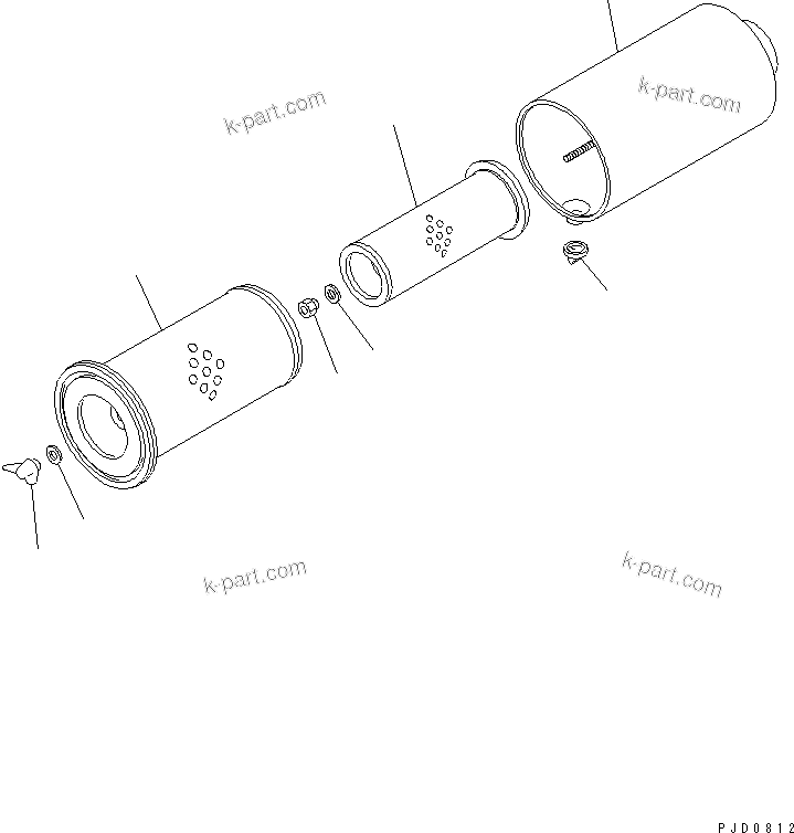 Komatsu parts book diagram for S4D102E-1E-T S/N 26200163-UP: AIR CLEANER (FORWARDED INDIVIDUALLY PARTS)(#26200163-26204797)