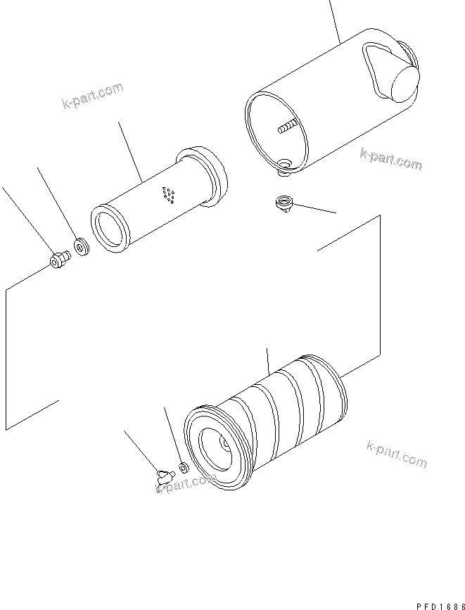 Komatsu parts book diagram for S4D102E-1E-T S/N 26200163-UP: AIR CLEANER (FORWARDED INDIVIDUALLY PARTS)(#26204798-26257281)