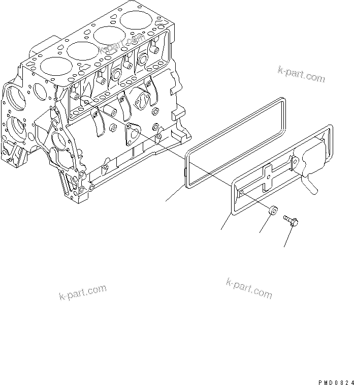 Komatsu parts book diagram for S4D102E-1E-T S/N 26200163-UP: CAMFOLLOWER COVER(#26200163-26226524)