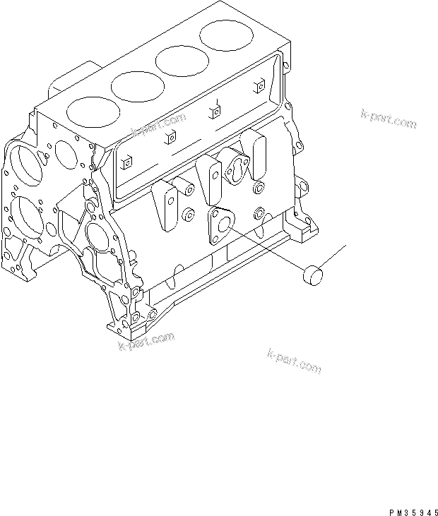 Komatsu parts book diagram for S4D102E-1E-T S/N 26200163-UP: CYLINDER BLOCK BLIND PLUG(#26200415-)