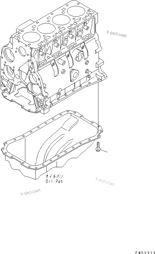 Komatsu parts book diagram for S4D102E-1E-T S/N 26200163-UP: OIL PAN BOLT