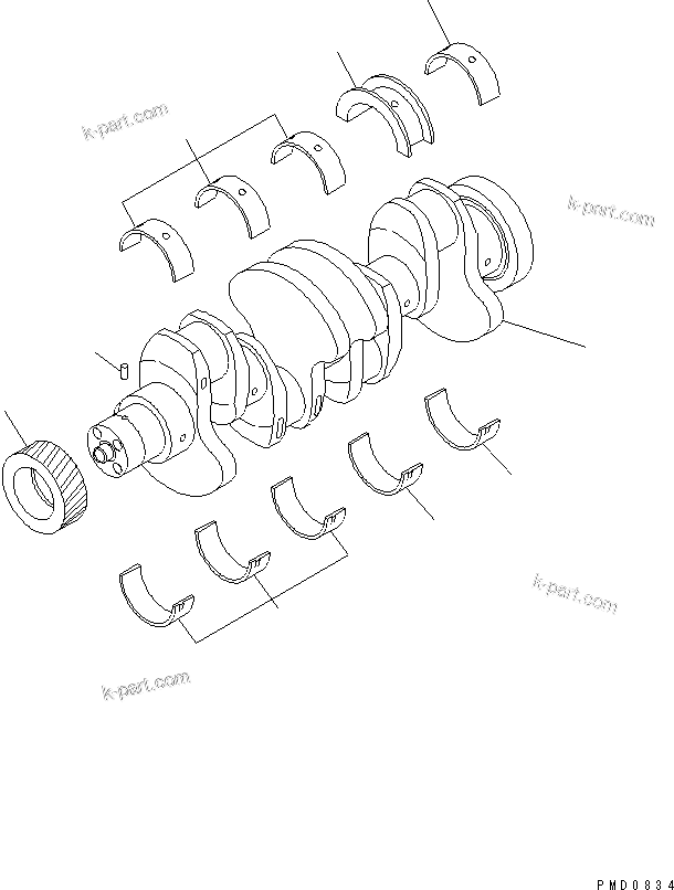 Komatsu parts book diagram for S4D102E-1E-T S/N 26200163-UP: CRANKSHAFT
