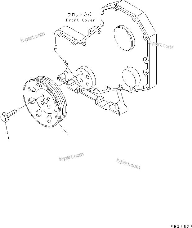 Komatsu parts book diagram for S4D102E-1E-T S/N 26200163-UP: CRANK PULLEY(#26200163-26279927)