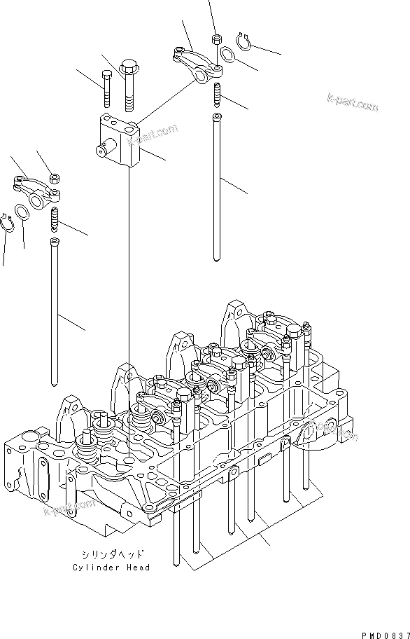 Komatsu parts book diagram for S4D102E-1E-T S/N 26200163-UP: ROCKER ARM