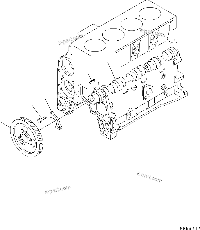 Komatsu parts book diagram for S4D102E-1E-T S/N 26200163-UP: CAMSHAFT