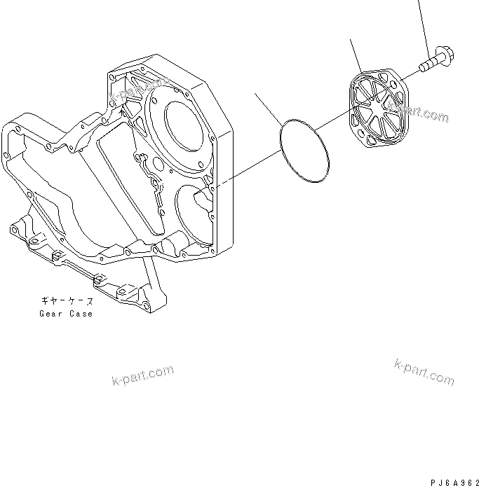 Komatsu parts book diagram for S4D102E-1E-T S/N 26200163-UP: FRONT GEAR TRAIN COVER(#26264933-)