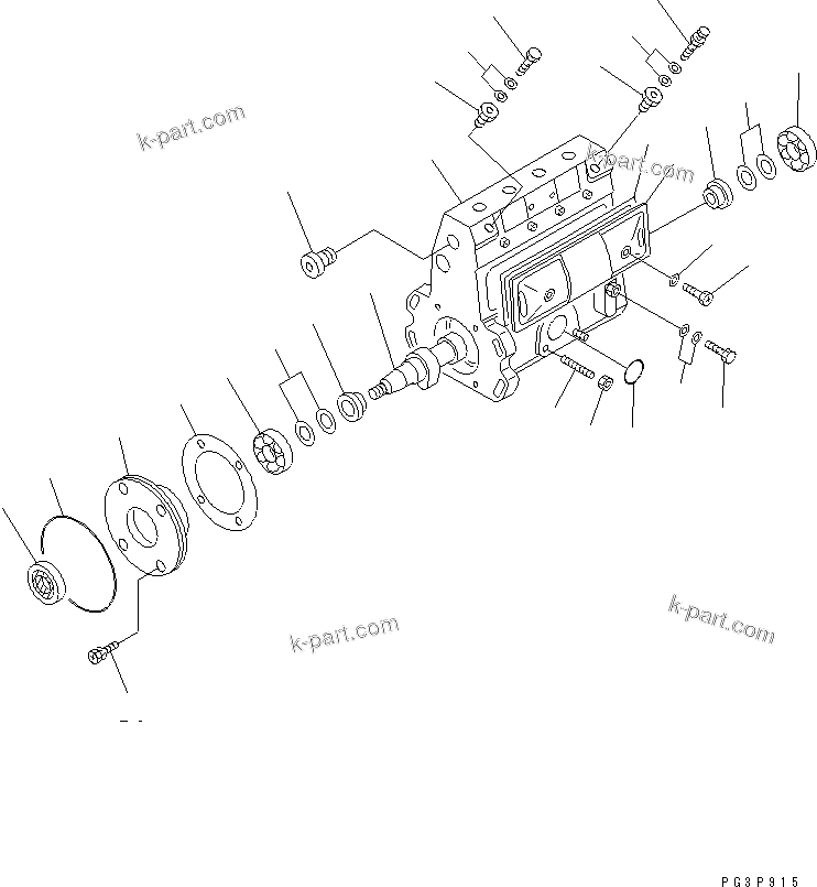 Komatsu parts book diagram for S4D102E-1E-T S/N 26200163-UP: FUEL INJECTION PUMP (PUMP) (1/2) (INNER PARTS)(#26200163-26201323)