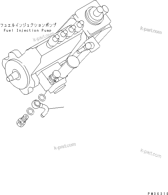 Komatsu parts book diagram for S4D102E-1E-T S/N 26200163-UP: FUEL INLET JOINT