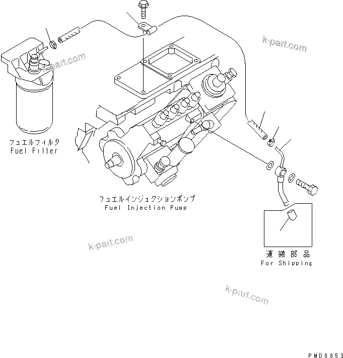 Komatsu parts book diagram for S4D102E-1E-T S/N 26200163-UP: FUEL RETURN