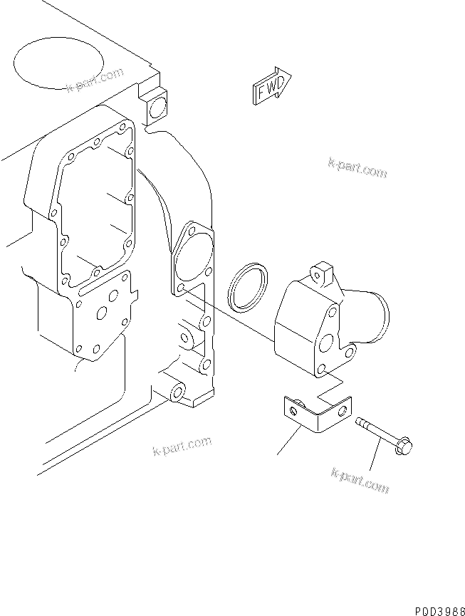 Komatsu parts book diagram for S4D102E-1E-T S/N 26200163-UP: WATER CONNECTOR (FOR 35A AND 60A ALTERNATOR)(#26222967-)