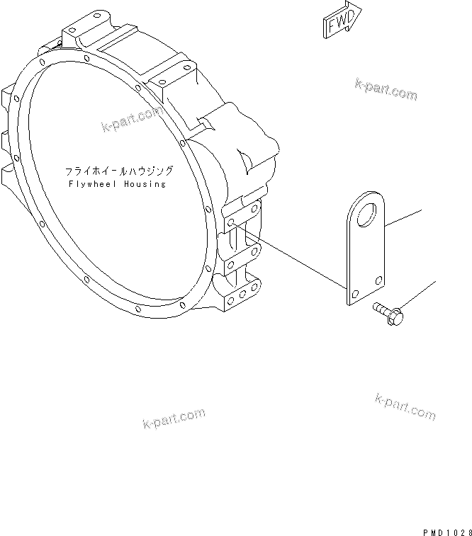 Komatsu parts book diagram for S4D102E-1N S/N 26200163-UP: REAR HANGER(#26200912-)