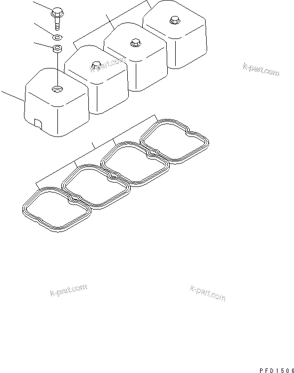 Komatsu parts book diagram for S4D102E-1N S/N 26200163-UP: HEAD COVER(#26203667-)
