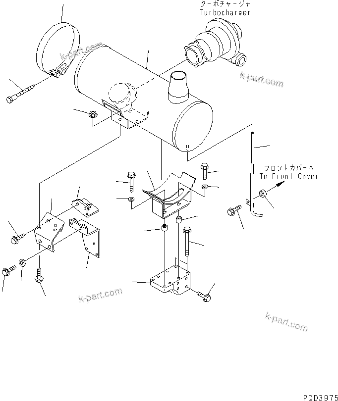 Komatsu parts book diagram for S4D102E-1N S/N 26200163-UP: MUFFLER(#26236456-)