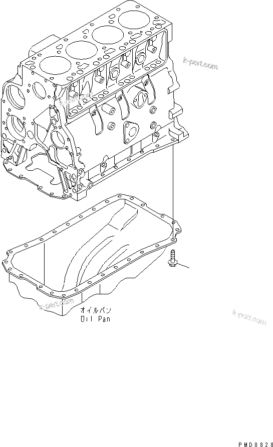 Komatsu parts book diagram for S4D102E-1N S/N 26200163-UP: OIL PAN BOLT