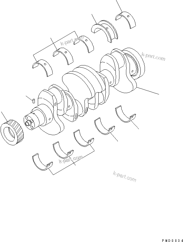 Komatsu parts book diagram for S4D102E-1N S/N 26200163-UP: CRANKSHAFT