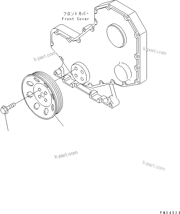 Komatsu parts book diagram for S4D102E-1N S/N 26200163-UP: CRANK PULLEY