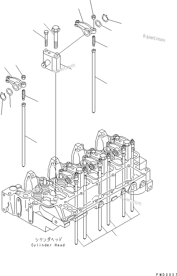 Komatsu parts book diagram for S4D102E-1N S/N 26200163-UP: ROCKER ARM