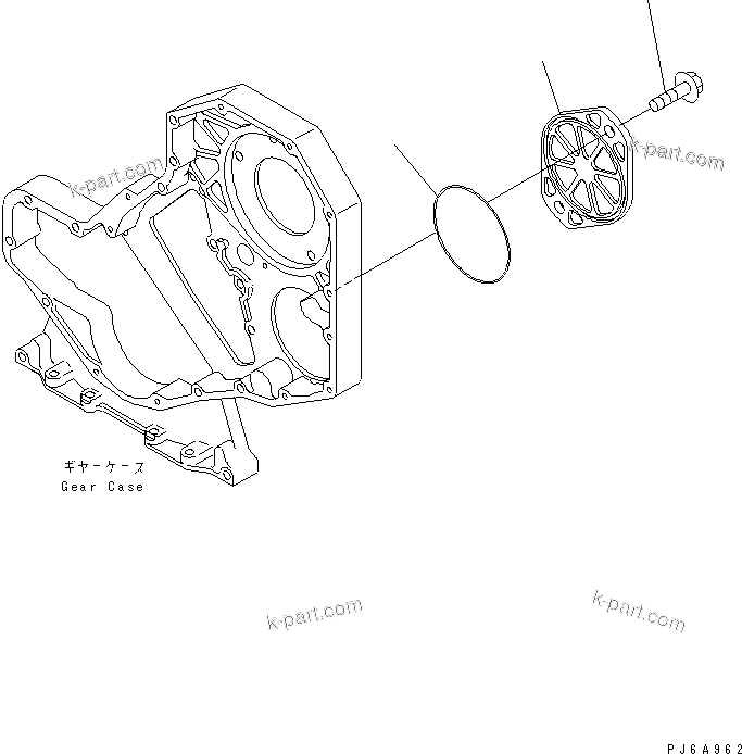 Komatsu parts book diagram for S4D102E-1N S/N 26200163-UP: FRONT GEAR TRAIN COVER(#26264933-)