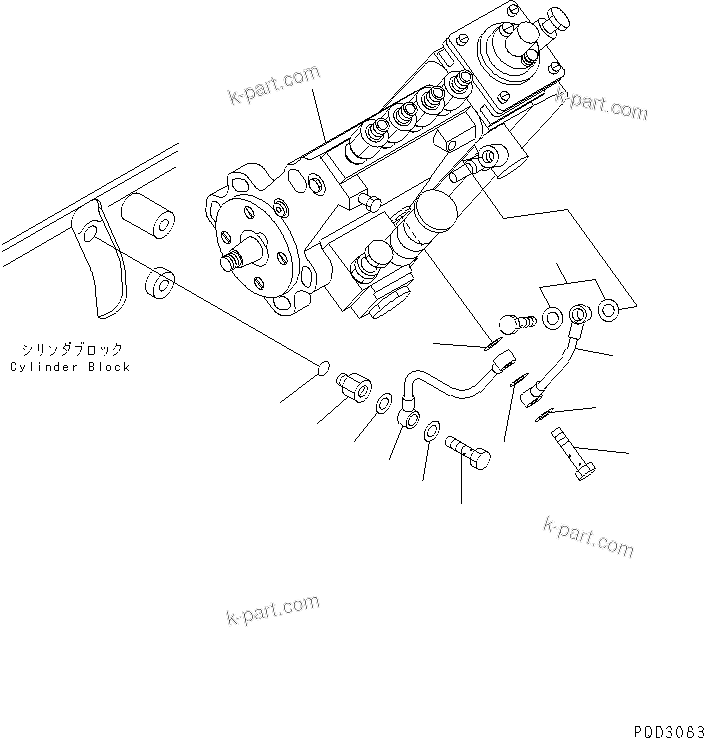 Komatsu parts book diagram for S4D102E-1N S/N 26200163-UP: FUEL INJECTION PUMP AND OIL PIPING(#26200912-)