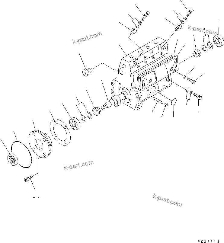 Komatsu parts book diagram for S4D102E-1N S/N 26200163-UP: FUEL INJECTION PUMP (PUMP) (1/2) (INNER PARTS)(#26207729-)