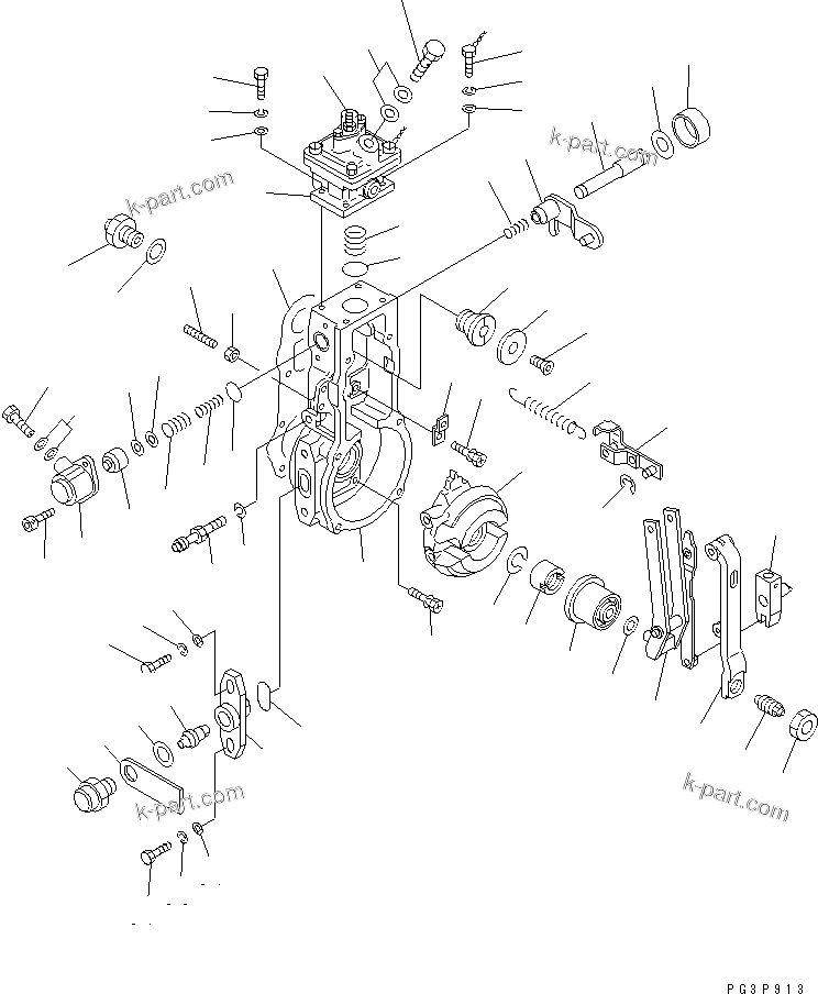 Komatsu parts book diagram for S4D102E-1N S/N 26200163-UP: FUEL INJECTION PUMP (GOVERNOR) (1/2) (INNER PARTS)(#26207729-)