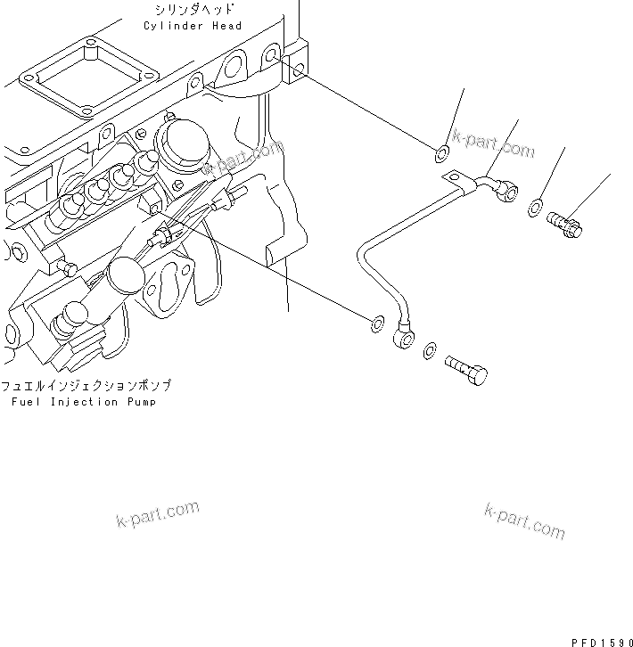 Komatsu parts book diagram for S4D102E-1N S/N 26200163-UP: FUEL FILER PIPING(#26203202-)