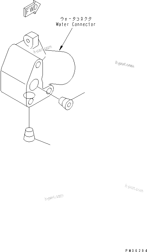 Komatsu parts book diagram for S4D102E-1N S/N 26200163-UP: WATER CONNECTOR PLUG