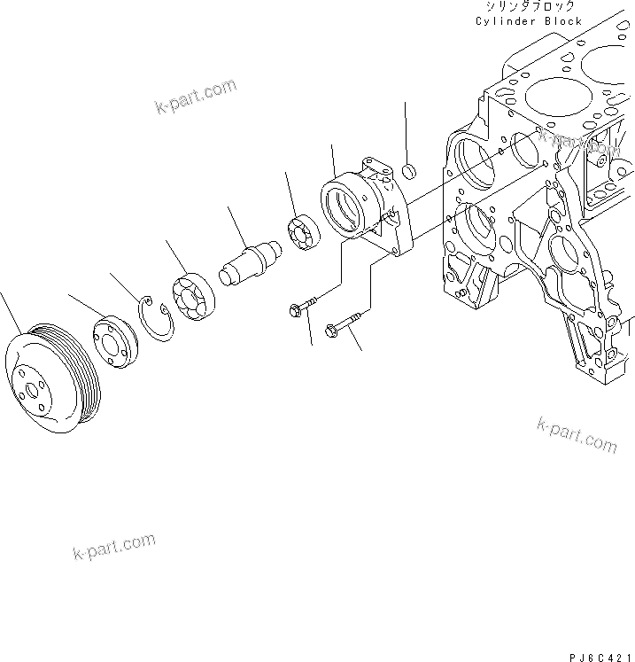 Komatsu parts book diagram for S4D102E-1N S/N 26200163-UP: FAN DRIVE PULLEY (STD AND STOCKBREEING SPEC.)(#26279943-)