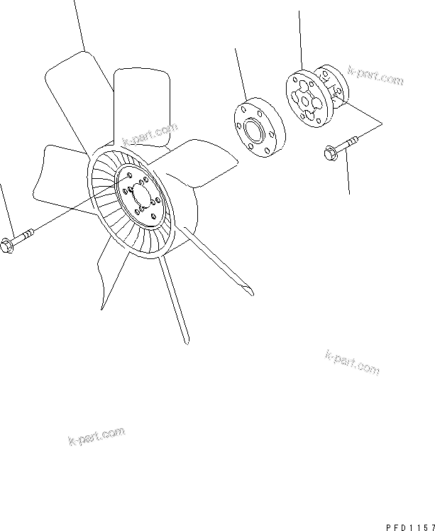 Komatsu parts book diagram for S4D102E-1N S/N 26200163-UP: COOLING FAN(#26200912-)