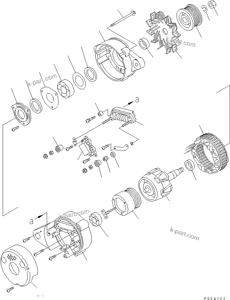 Komatsu parts book diagram for S4D102E-1N S/N 26200163-UP: ALTERNATOR (35A SHIELD) (INNER PARTS)(#26200912-26239444)