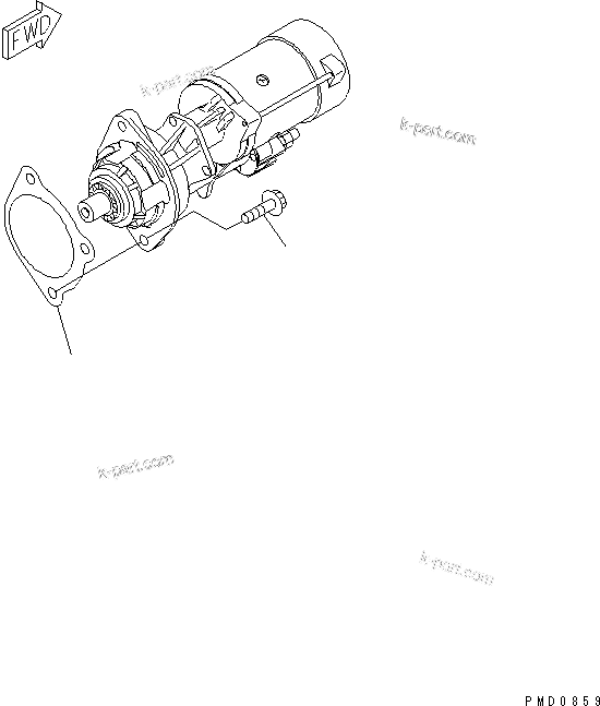 Komatsu parts book diagram for S4D102E-1N S/N 26200163-UP: STARTING MOTOR MOUNTING(#26200163-26236431)