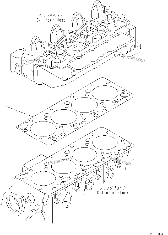 Komatsu parts book diagram for S4D102E-1AA S/N 26213103-UP: HEAD GASKET(#21273646-)
