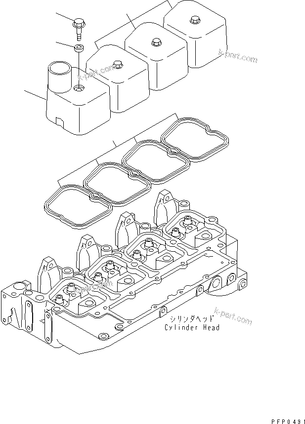 Komatsu parts book diagram for S4D102E-1AA S/N 26213103-UP: HEAD COVER(#21273646-)