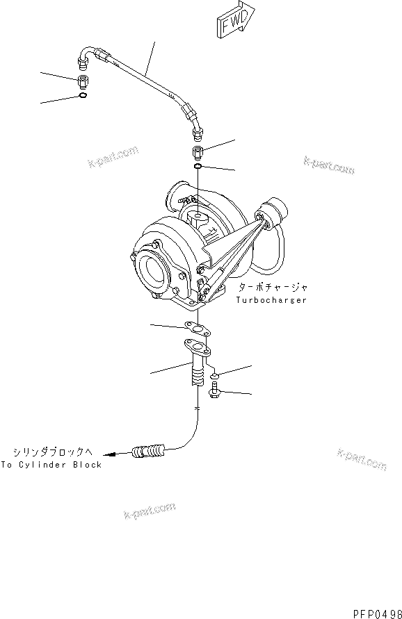 Komatsu parts book diagram for S4D102E-1AA S/N 26213103-UP: TURBOCHARGER OIL PIPING(#21273646-)