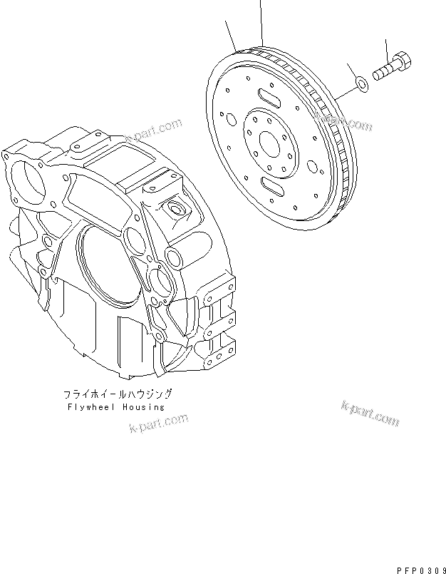 Komatsu parts book diagram for S4D102E-1AA S/N 26213103-UP: FLYWHEEL(#21273646-)