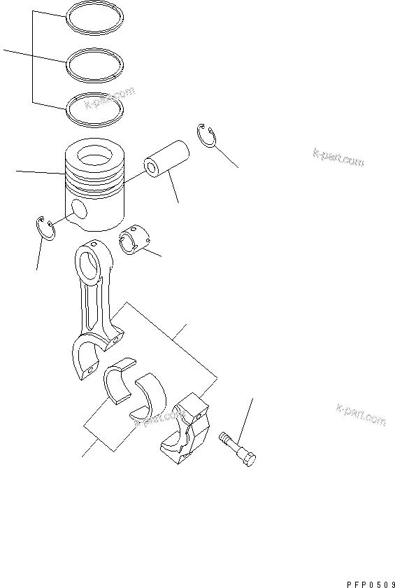 Komatsu parts book diagram for S4D102E-1AA S/N 26213103-UP: PISTON AND CONNECTING ROAD(#21273646-)