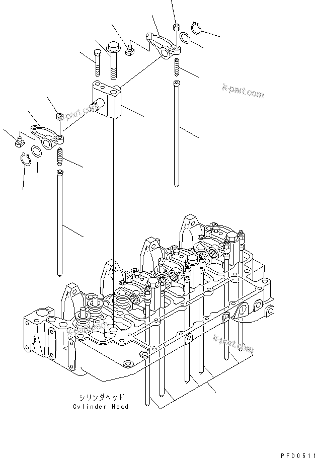 Komatsu parts book diagram for S4D102E-1AA S/N 26213103-UP: ROCKER ARM(#21273646-)
