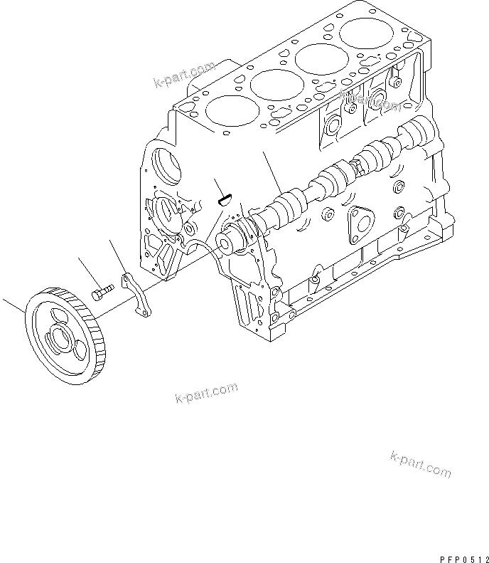Komatsu parts book diagram for S4D102E-1AA S/N 26213103-UP: CAMSHAFT(#21273646-)