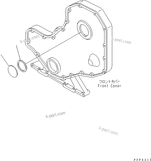 Komatsu parts book diagram for S4D102E-1AA S/N 26213103-UP: TACHOMETER DRIVE COVER(#21273646-)